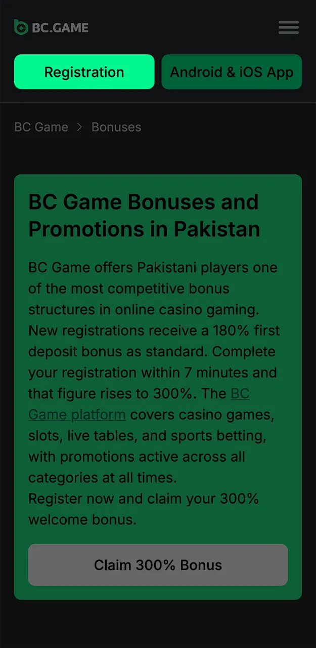 Follow these instructions to claim your bonus from BC Game.